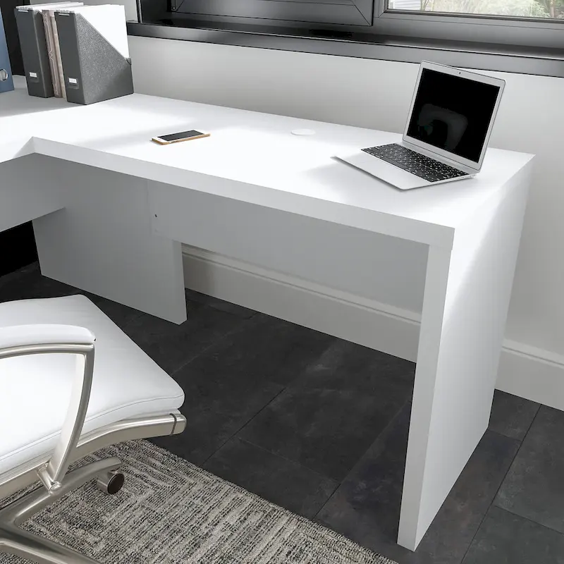 42W L/U-Shape Desk Return — White, Gray & Charcoal | 1-Person