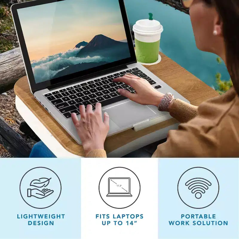 Cupholder Lap Desk, Portable Laptop Tray with Cup Holder for Sofa, Bed & Travel