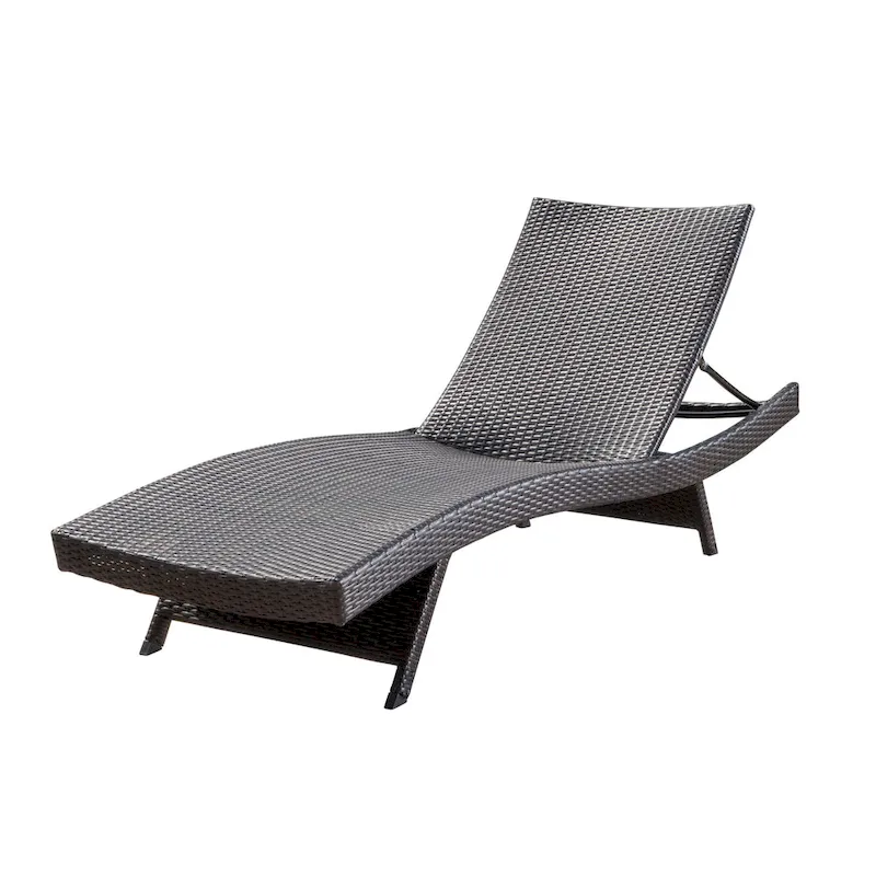Mach Chaise Lounger, Dark Brown Rattan Wicker Frame, Outdoor, 79 Inch