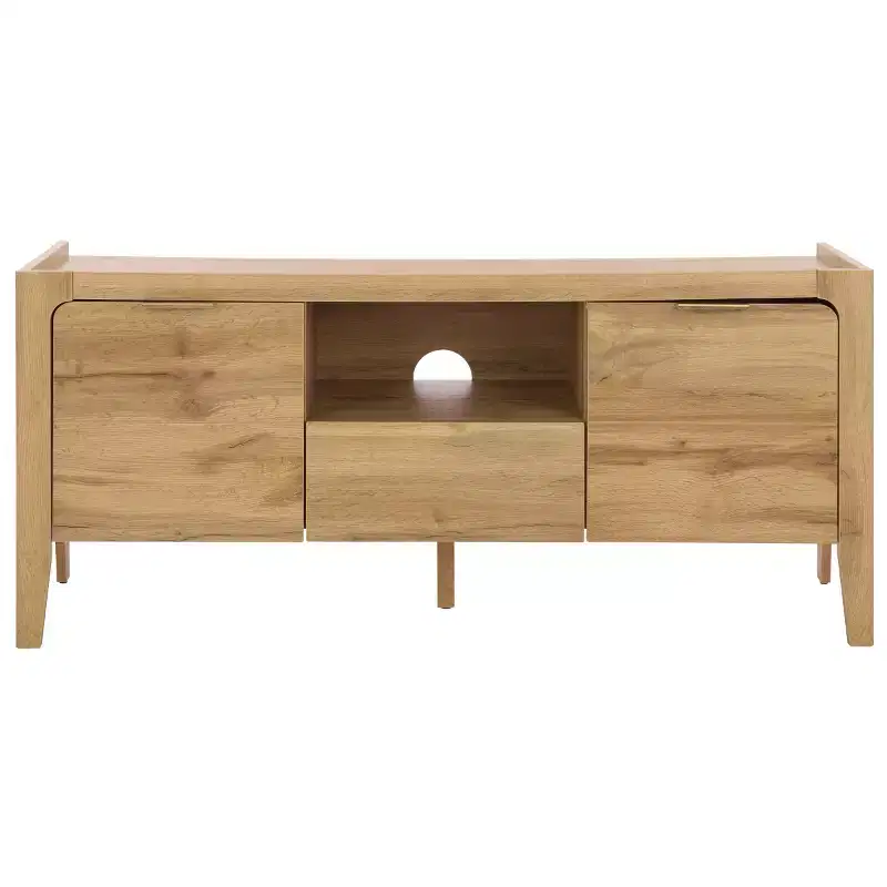 Equit 2 Door 1 Drawer Sideboard - MED3106 - Oak/Brass - Safavieh