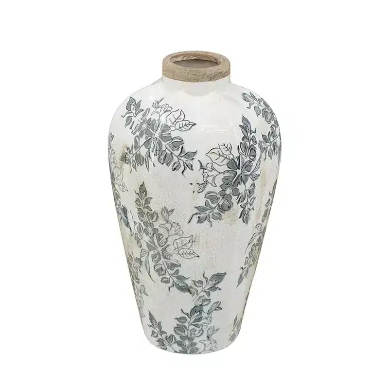 NAYSAYE Accent Vase with Floral Pattern Classic Curved Silhouette for Floral Arrangements and Elegant Tabletop Display, Multicolor, 6.7*6.7*11.6