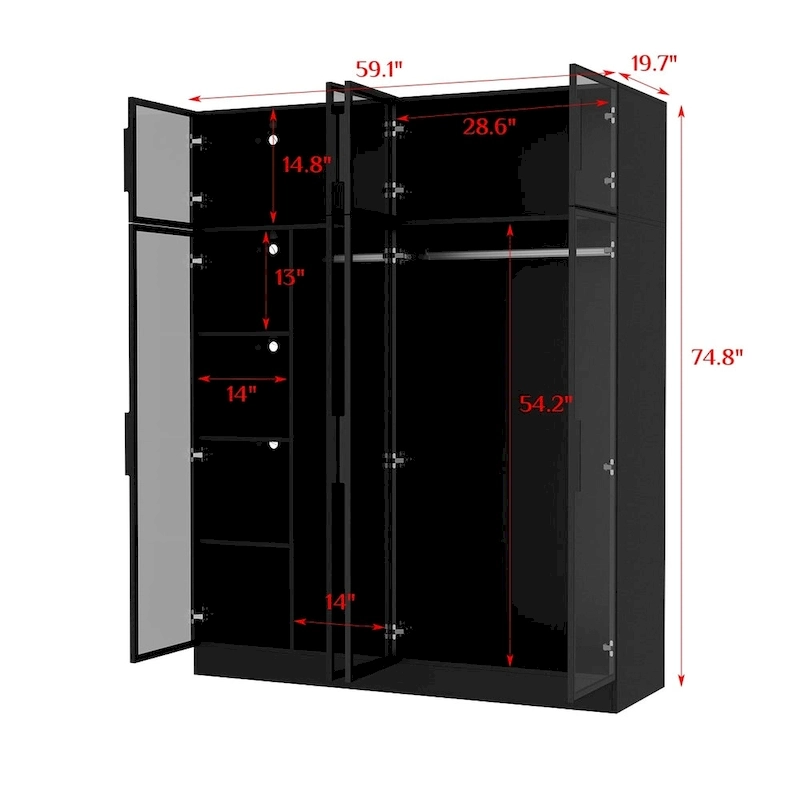 Modern Aluminum Framed Wardrobe: Spacious Design with LED Armoires