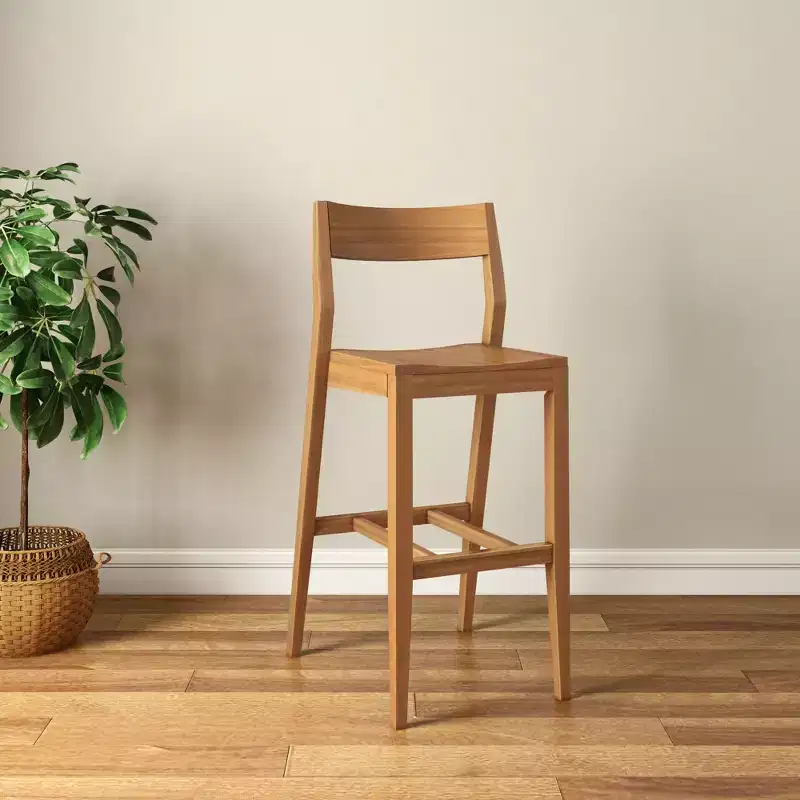 Counter Height Chair, 44 Solid Wood Dining Chair for Kitchen Island, Breakfast Barstool Seating