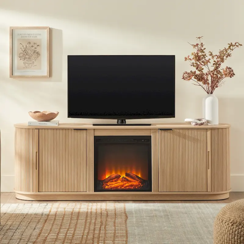 Middlebrook Designs Modern Reeded 70-inch Fireplace TV Stand