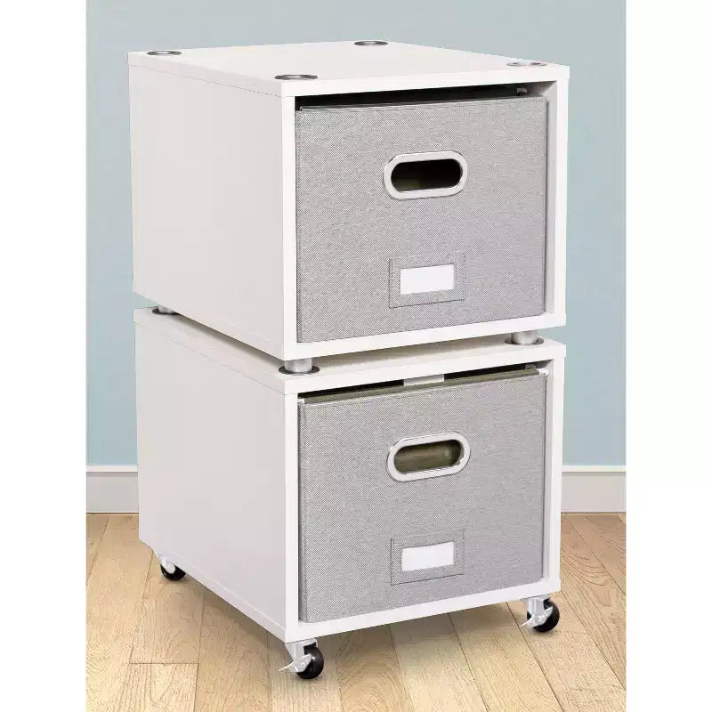 BirdRock Home Rolling Storage File Cabinet with 1 Lateral Drawer - White