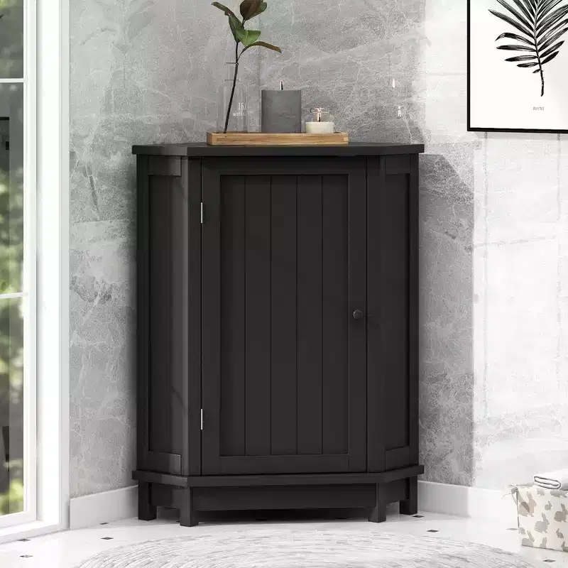 Whisen Modern Triangle Corner Bathroom Storage Cabinet with Adjustable Shelf