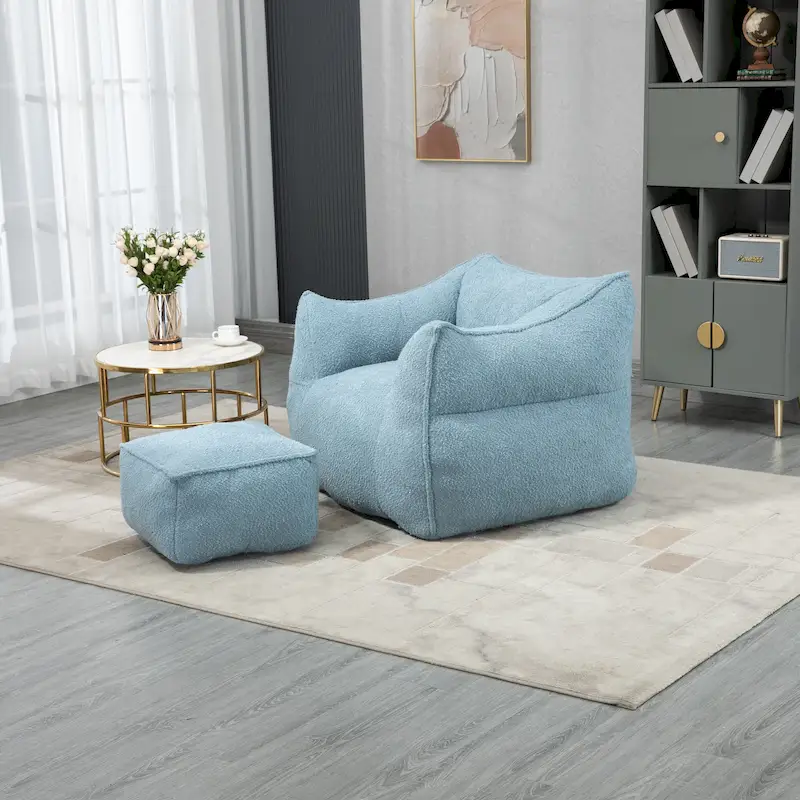 Boucle Bean Bag Chair with Memory Foam Filling for Ultimate Comfort