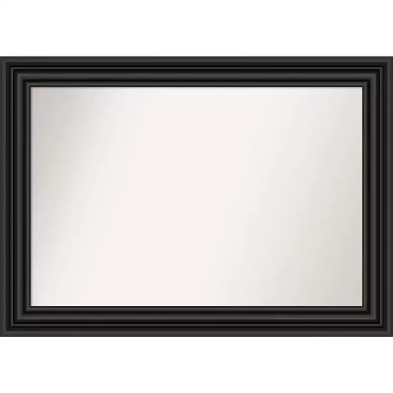 Amanti Art 42x30 Non-Beveled Colonial Bathroom Wall Mirror Black: Modern Style, Polystyrene Frame, Wall Mounted