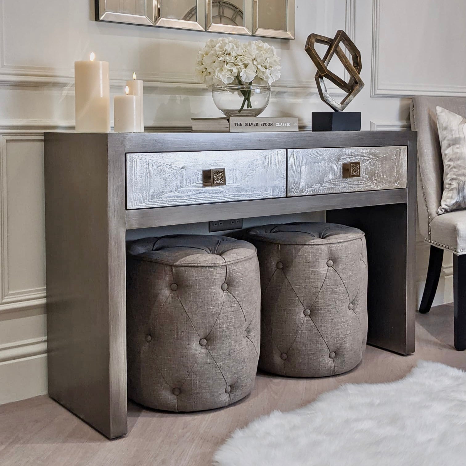 Silver & Bronze Console Table