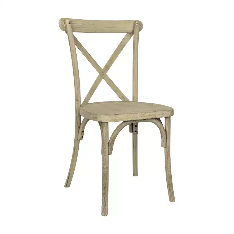 Emma and Oliver Weather-Resistant Wood Look Resin Cross Back Chair for Indoor/Outdoor Use