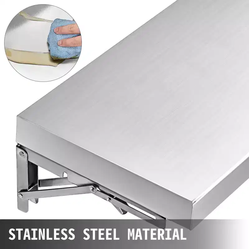 VIYET 71 Concession Shelf-Stainless Steel Frame & Surface, Food Trailer Serving Window
