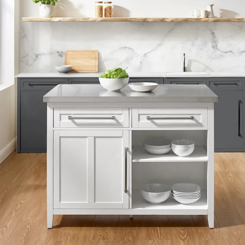 Crosley Silvia Stainless Steel Top Kitchen Island - 28d x 46w x 36.5h