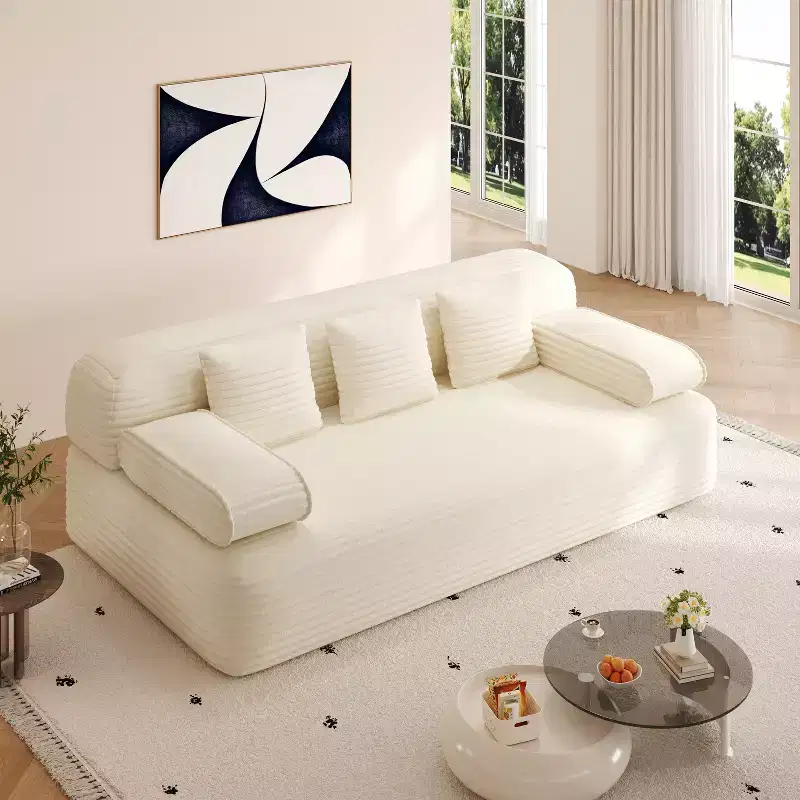 GDFStudio Dubois Modern 78.7 Corduroy 2-in-1 Convertible Sofa with 3 Pillows