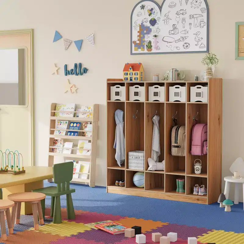 Acekool Kids Storage Organizer with Cubbies, Hooks & Shelves, Child-Safe for Bedroom Playroom Entryway