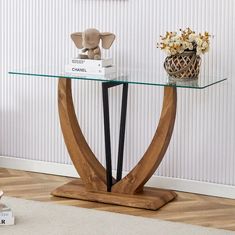Glass Top Console Table