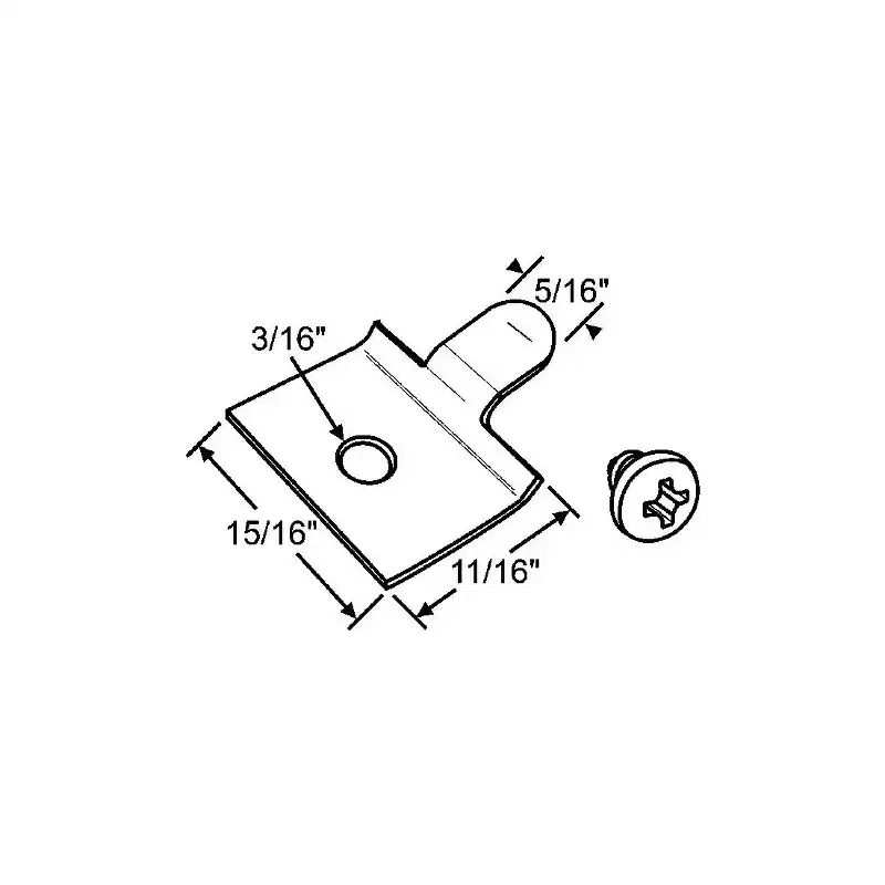 Brixwell Balance Sash Stop Window Hardware, 15/16 Length, 11/16 Width, 5/16 Tab Length, 3/16 Hole Size With Screws, Aluminum Finish