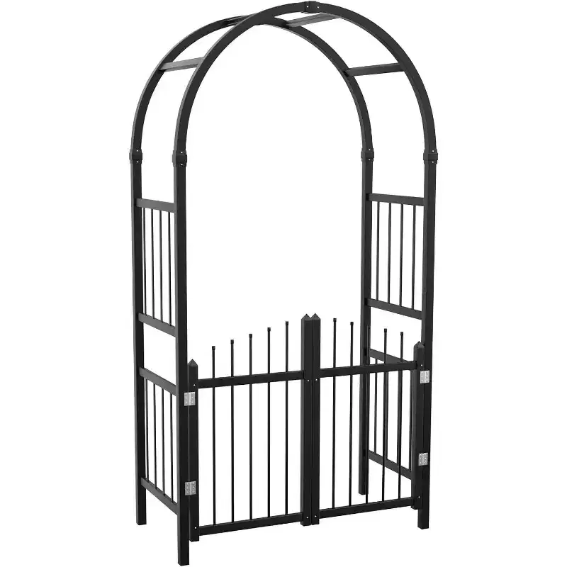 VINGLI Garden Arbor with Gate, PVC Wedding Arch for Ceremony Party, Trellis for Climbing Plants Outdoor for Backyard, Lawn