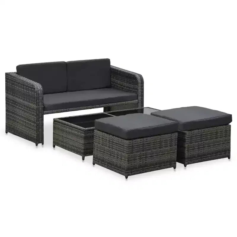 vidaXL Patio Furniture Set Patio Conversation Set with Table Rattan