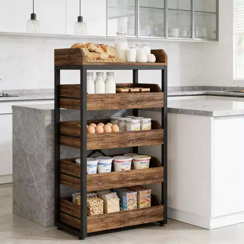 Rustic Wooden Wine Rack with 5 Shelves
