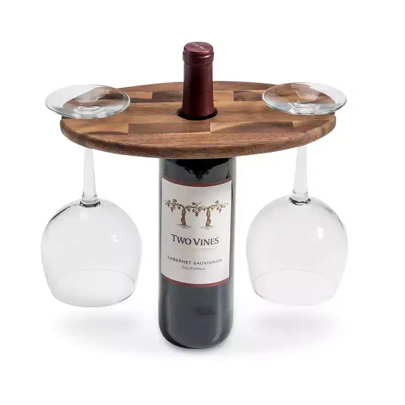 Kalmar Home Solid Acacia Wine Glass Caddy