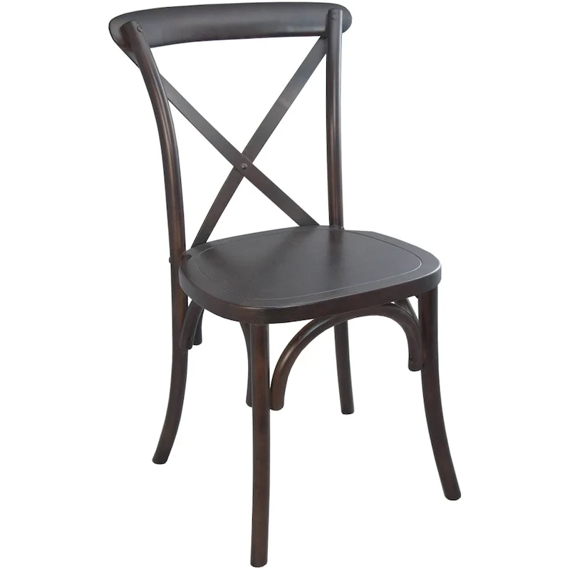 Modern Solid Wood Stacking Cross Back Dining Chairs (Set of 2)
