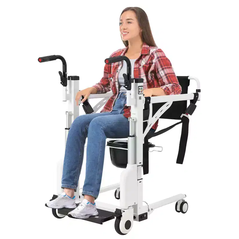 COZONY Electric Hydraulic Lift Chair w/Bedpan, Elderly Transfer & Commode Wheelchair