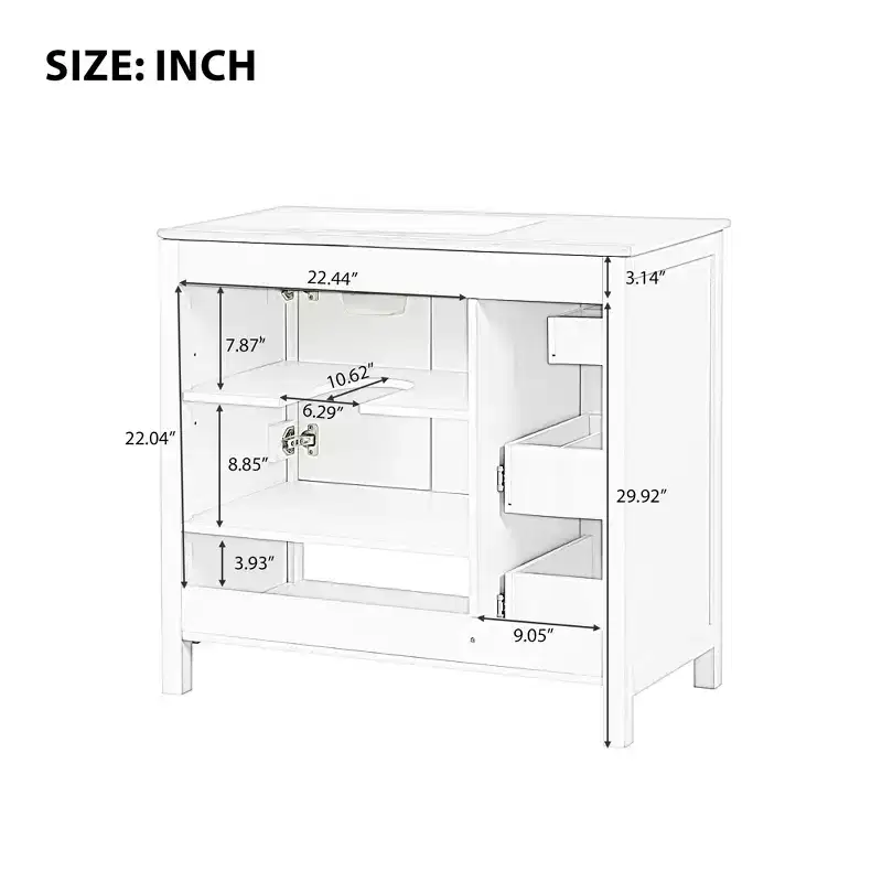 36 Bathroom Vanity Sink Combo with Storage , Wood Bathroom Floor Cabinet with Drawers and Doors