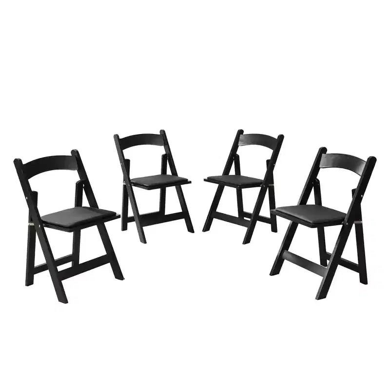 4 Pack Folding Chair, Padded Foldable Chair with Wood Frame, Padded Cushion, Space Saving Upholstered Folding Chair for Kitchen