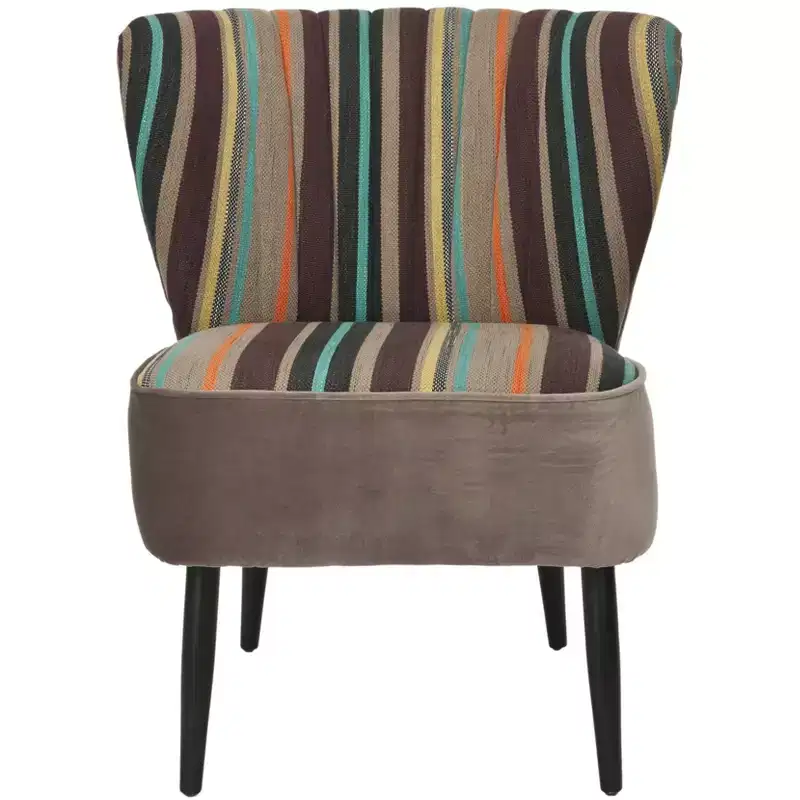 Striped Upholstered Accent Chair, Armless, Seats 1