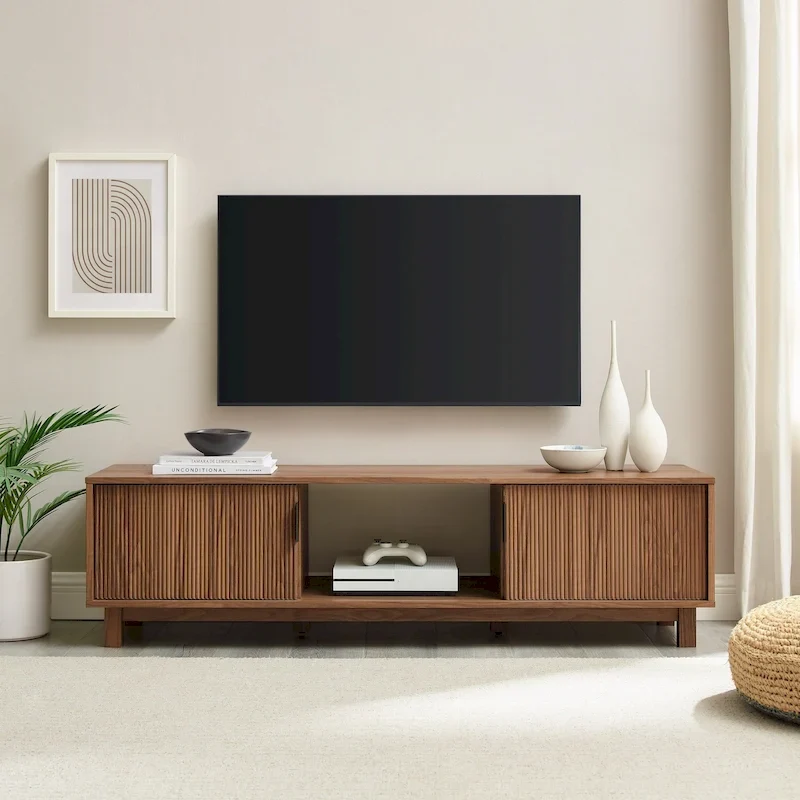Modern Fluted-Door TV Stand