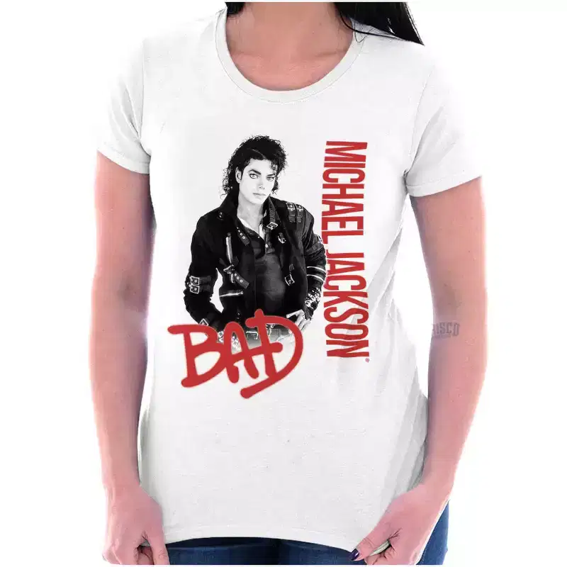Michael Jackson Bad Music Album Cover Womens T Shirt Ladies Tee Brisco Brands