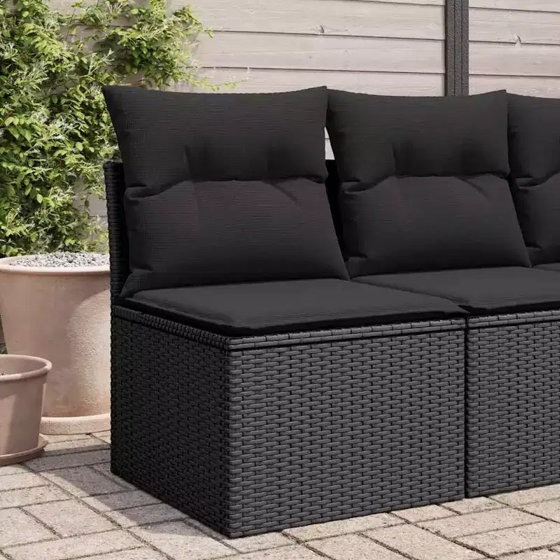 vidaXL Garden Chair Black PE Rattan Medium Modular Garden Chair