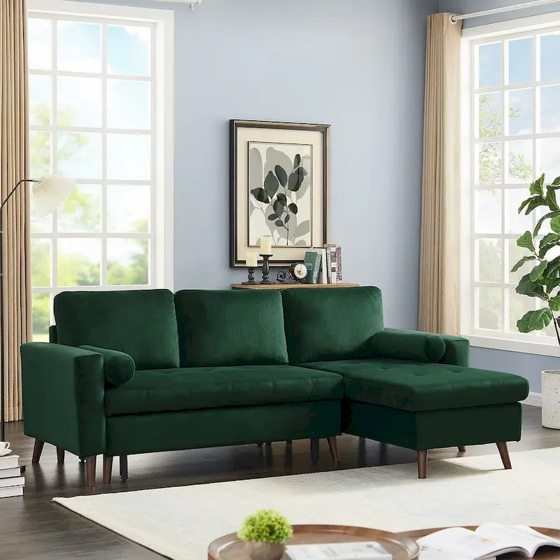 88 W L-Shaped Reversible Multifunctional Sofa Bed with Storage Recliner
