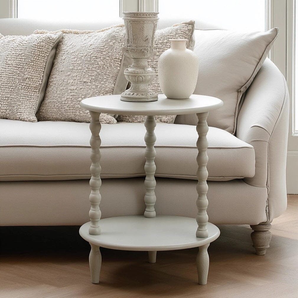 Grey Round Side Table with Leg Detailing