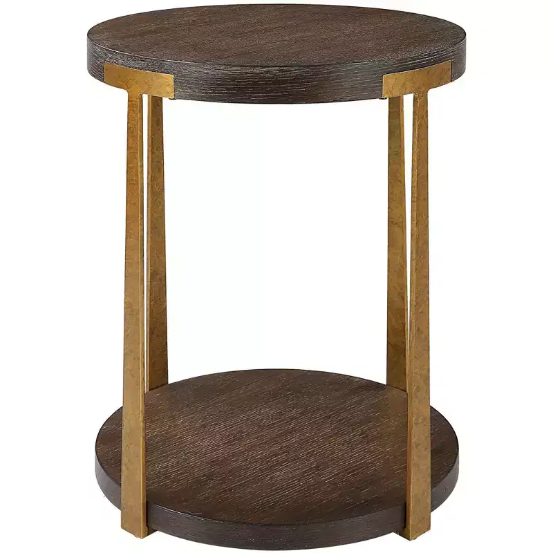 Uttermost Palisade 19 Wide Coffee Wood Round Side Table