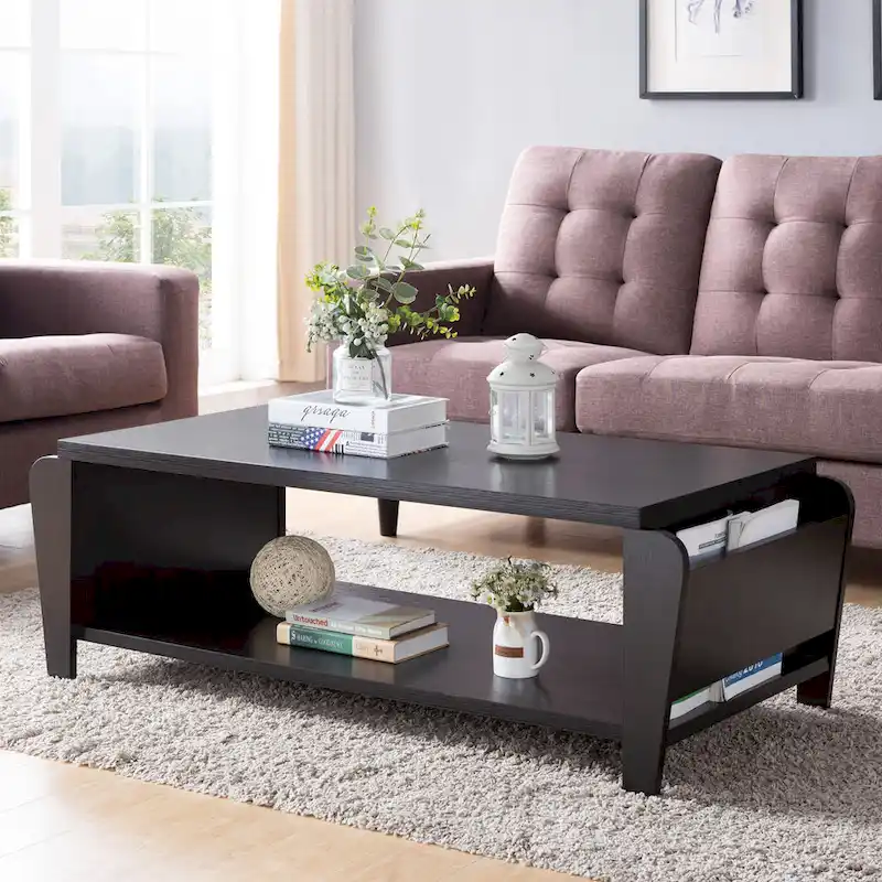 Contemporary Brown 56-inch 1-Shelf Coffee Table