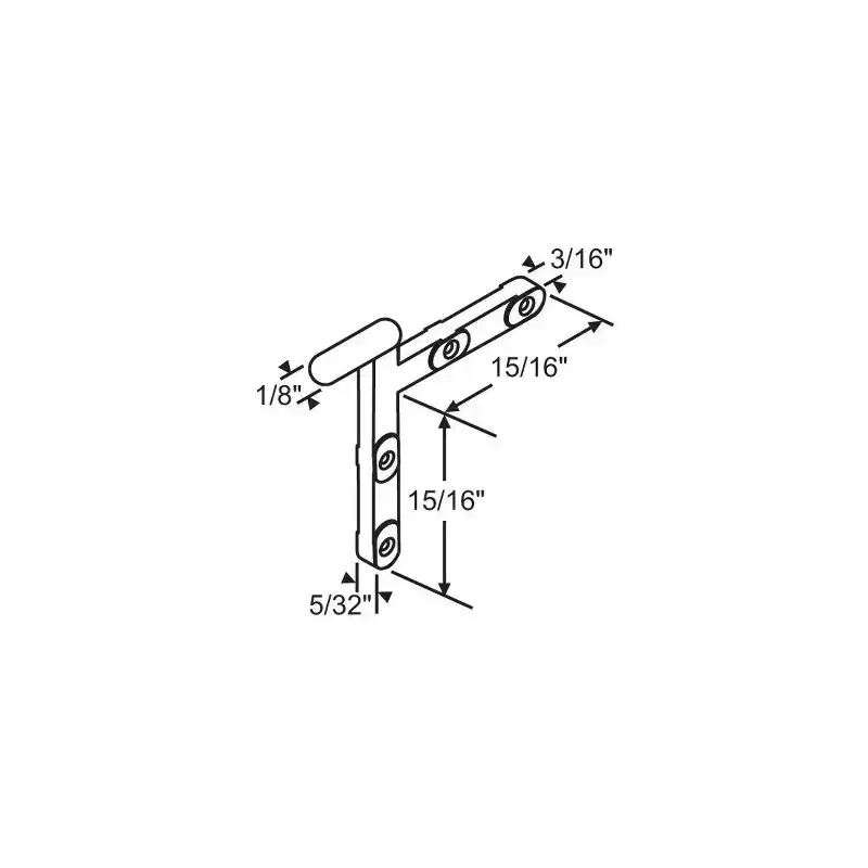 Brixwell Corner Key Window Hardware, Zinc Material, 15/16 Top Arm Length, 15/16 Vertical Leg Length, 1/8 End Offset, Silver Finish