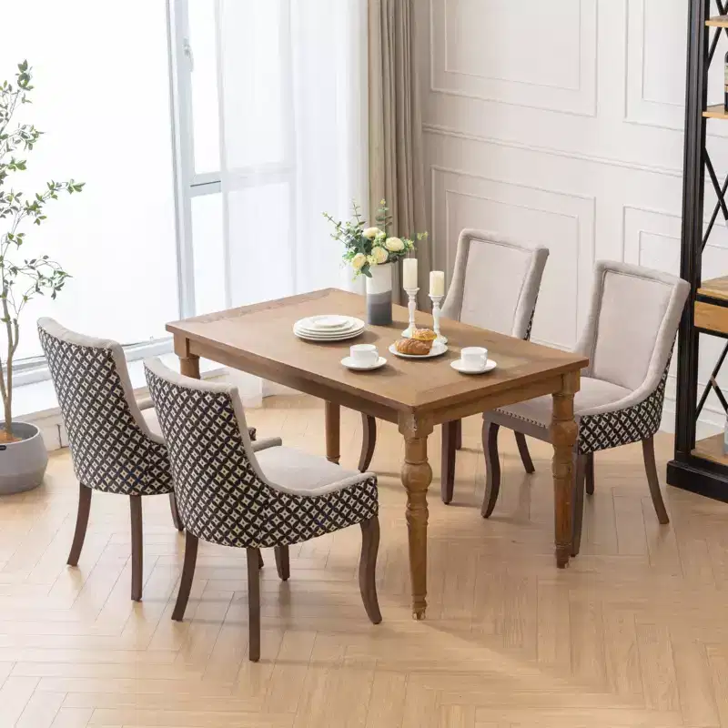 TUYOHW Elegant Dining Chairs with Hand-Stitched Backrest Seam,Set of 2,Mid-Century Modern Side Chairs with Wooden Legs & Bronze Nailhead