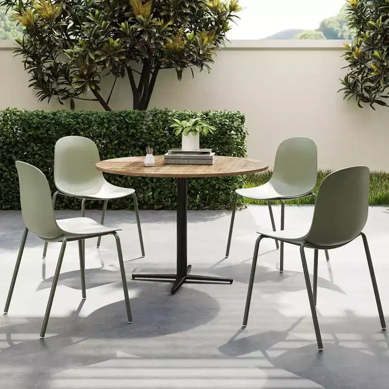 Okak Modern Dining Chairs Set of 4 with Metal Legs, Stackable Dining Chairs with Plastic Seat, Dining Room Chairs for Indoor or Outdoor, Green
