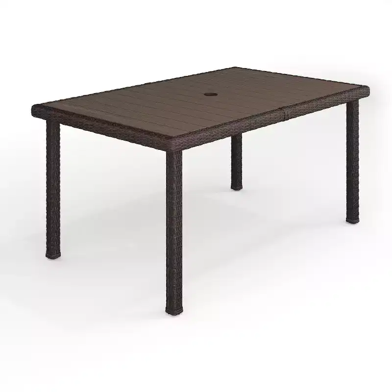 Martha Stewart Bedford 62 Indoor-Outdoor Patio Table with Engineered Wood Top in Rattan Wicker
