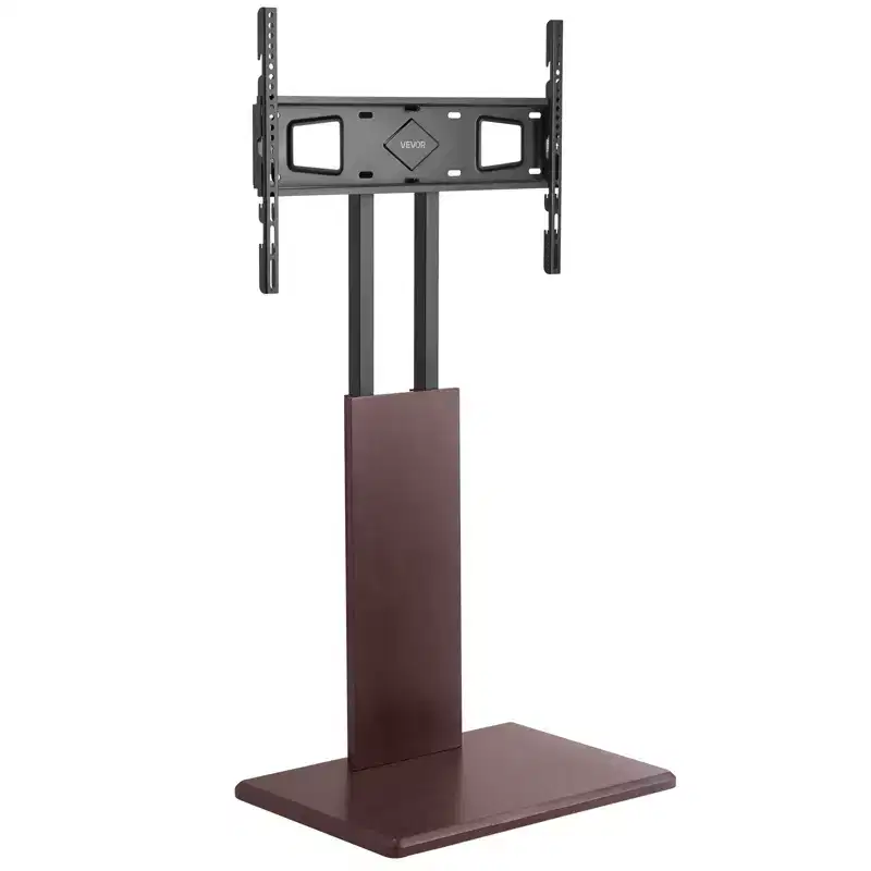 VEVOR Universal TV Stand, Table Top TV Stand for 32-70 inch Screens, Swivel and Height Adjustable TV Mount Stand Holds up to 99 lbs, Black+Brown