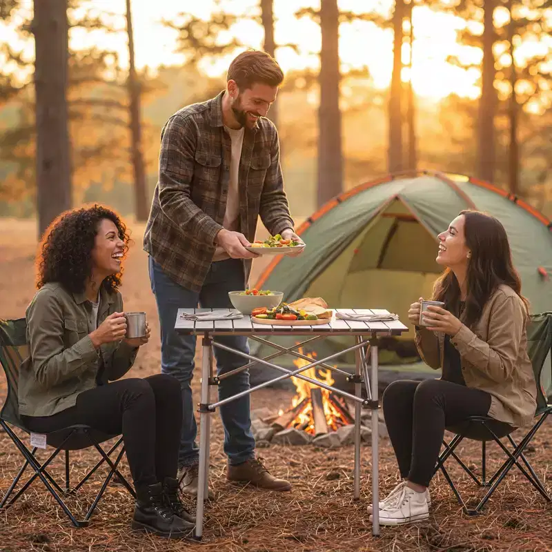 Costway Folding Roll-up Camping Table w/Metal Legs Carry Bag for Picnic Hiking BBQ Silver