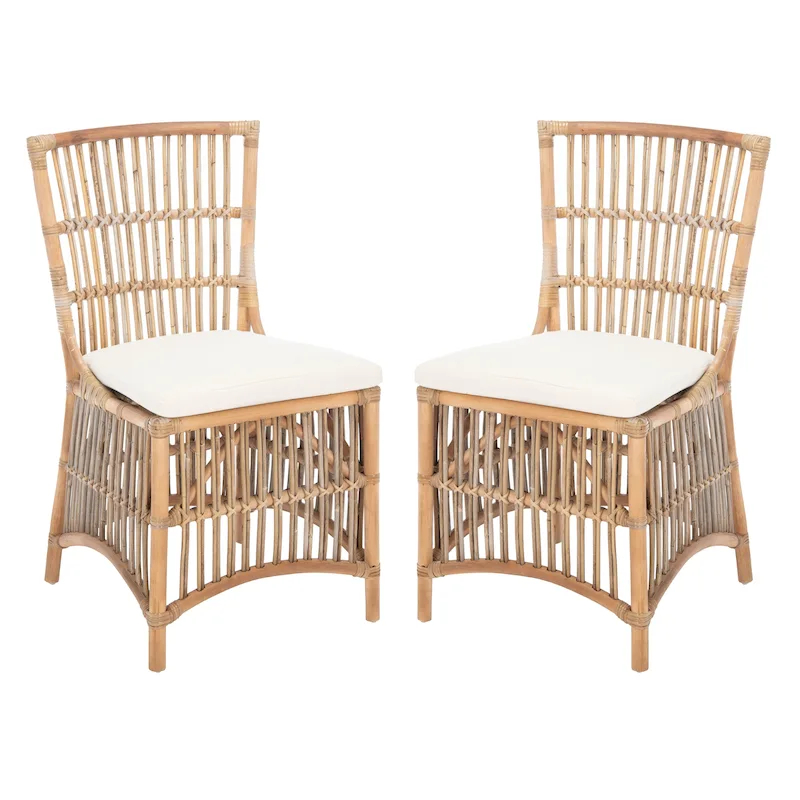 Rattan Accent Chair with Cushion (Set of 2) - 19.7 W x 22.1 L x 35.4 H - 20Wx22Dx35H