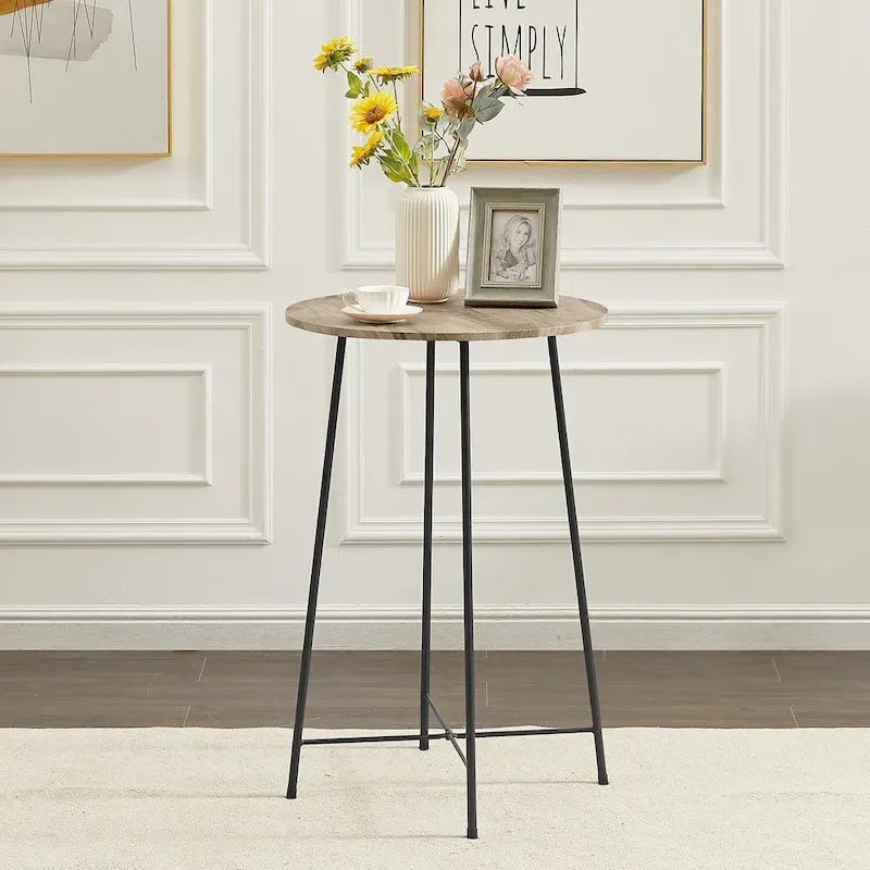 35.4 High Round Bar Table, Industrial Style Wood Top Bistro Pub/Breakfast Table