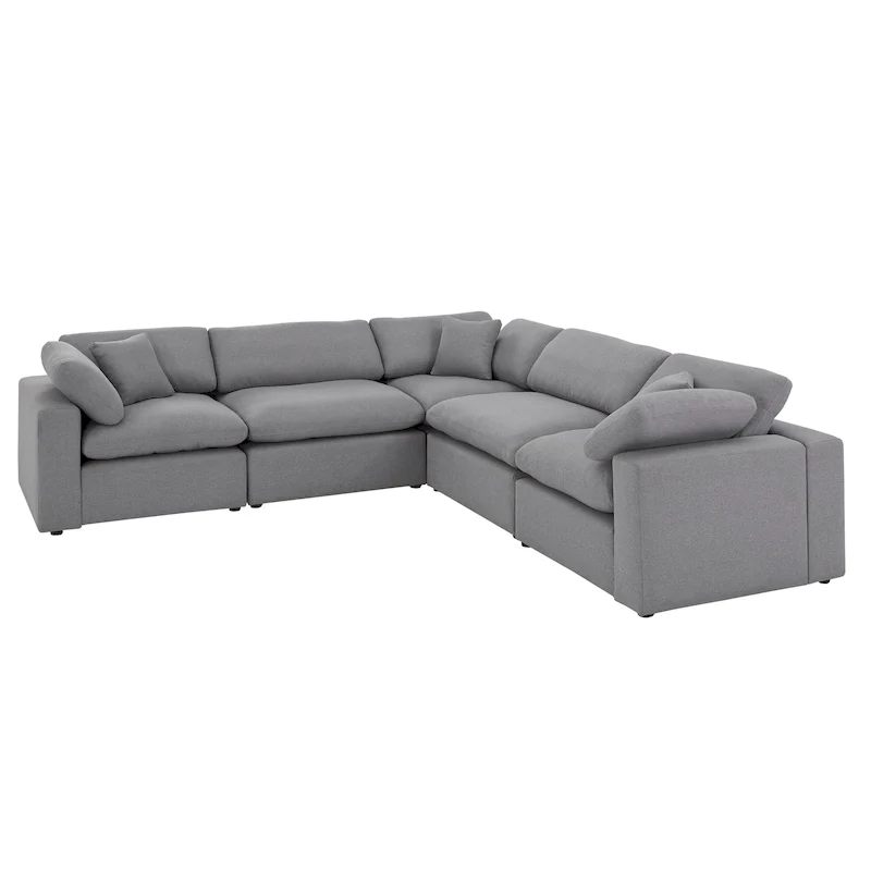 Anka Grey Linen 5-seat Sectional Sofa by iNSPIRE Q Modern