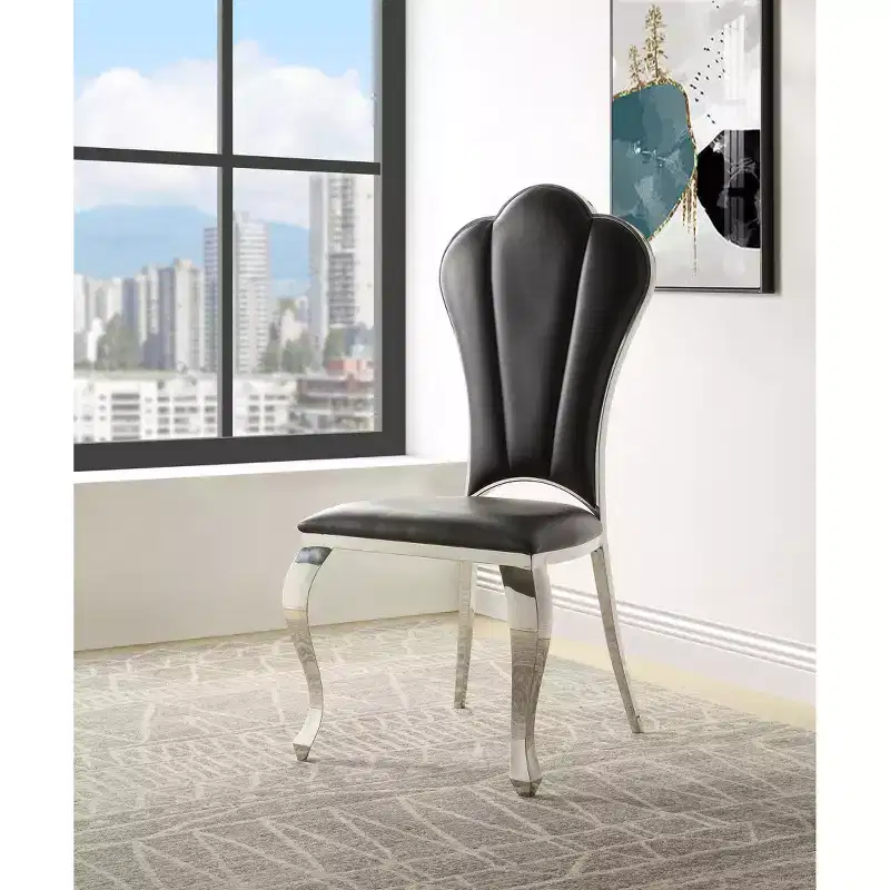 Cyrene 20 Dining Chairs Black - Acme Furniture: Stainless Steel Frame, PU Upholstered, No Assembly Required