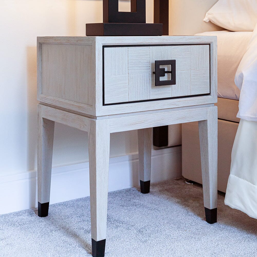 White Wash Oak Veneer Bedside Table