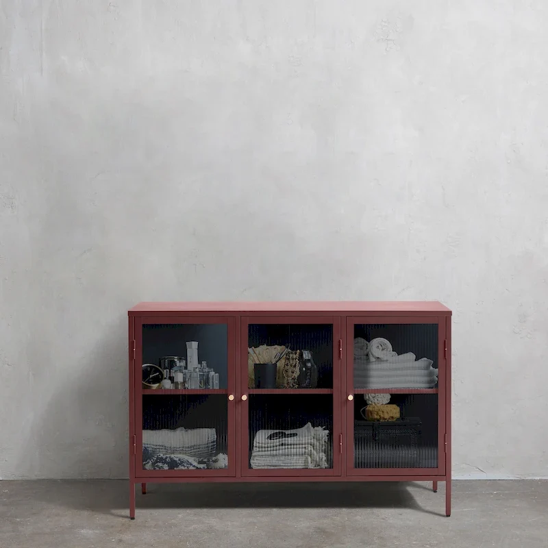 Metal & Glass 3-Door Sideboard