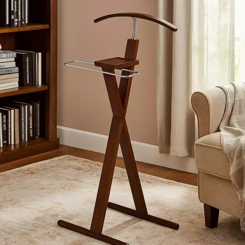 Walnut / White Valet Stand, Single