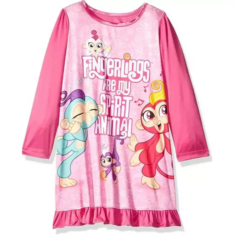Fingerlings Little/Big Girls' Long Sleeve Spirit Animals Ruffled Nightgown